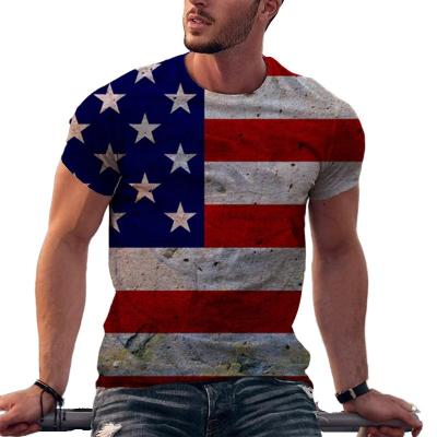 China Other Men's 3D Printed T Shirt US Flag Printed Short Sleeve T Shirt Customized T Shirt for sale