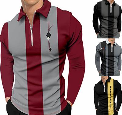 China 2023 other men's Personalized Polo fashion printed long sleeved polo shirt for sale