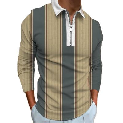 China 2023 Others Men's Long Sleeve Custom Printed Casual Polo Shirt Men's Casual Custom Polo Top for sale