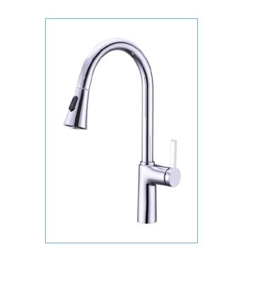 China 2020 New High Quality Modern Chrome Finish Single-Hole Sanitary Three Way Kitchen Faucet Pull Out for sale