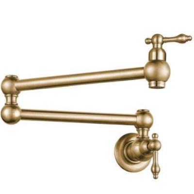 China Modern Wall Wire Drawing Gold Double Handle Single Cold Faucet Kitchen Faucet for sale