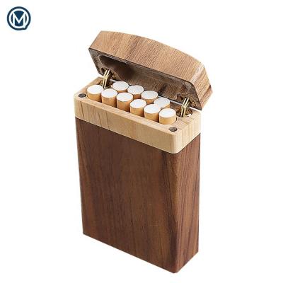 China High Quality Custom Handmade Walnut Solid Wood Accessories Cigarette Portable Smoking Box for sale