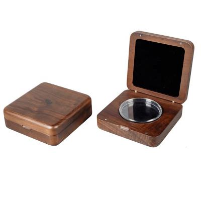 China Handmade Factory Wholesale Custom Screen Printing Antique Vintage Walnut Single Logo Collectible Coin Medal Wooden Box for sale