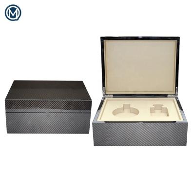 China Handmade Luxury Elegant Handmade MDF Carbon Fiber Wooden Custom Perfume Box Packaging for sale