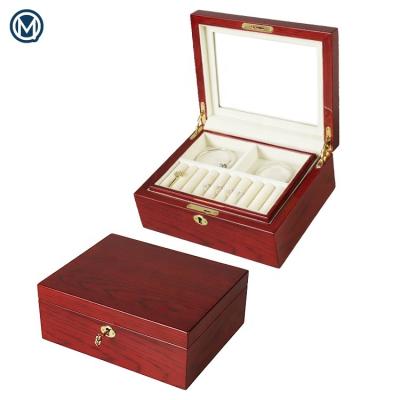 China Wholesale Custom Handmade Personalized Wooden Ring Bracelet Jewelry Box Packaging Velvet Box With Lock for sale