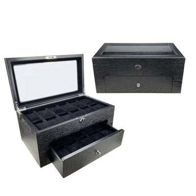 China China Wholesale Handmade Large 20 Slots Display Watch Case Luxury Wooden Box With Window And Drawer for sale