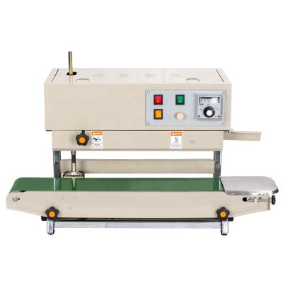 China Automatic beverage sealing machine/continuous band sealer machine DBF-900LW/FR-900 sealing machine for plastic bag for sale