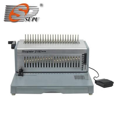 China Aluminum Electric Metal Desk Comb Binding Machine Book Binding Punching Machine SUPER21E PLUS for sale