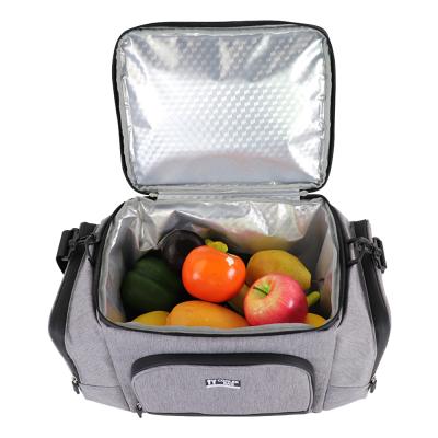 China Outdoor insulated lunch bag family picnic beach bag car with shoulder strap gray insulated bag for sale