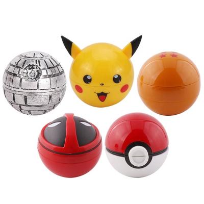 China Cartoon Deadpool Dragon Ball Pikachu Poke Ball 55mm Herb Tobacco Zinc Alloy Portable Smoking Grinder for sale