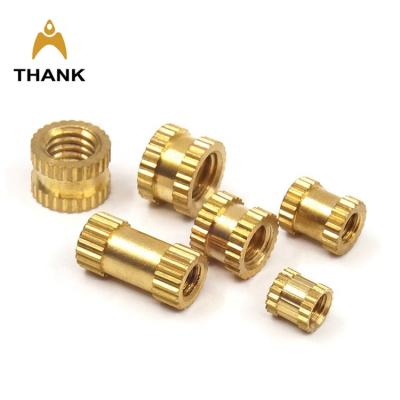 China Mold-in Custom M1.6 M2 M2.5 M3 M4 M5 M6 M8 Knurling Threaded Round Insert Knurled Brass Nut For Plastic Injection Molding for sale