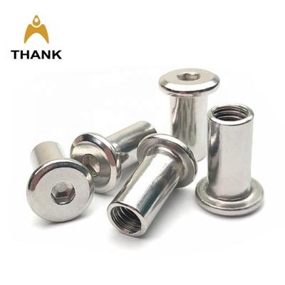 China Heavy Industry Stainless Steel Hex Socket Furniture Connector Bolts and Socket Barrel Cap Nut Flat Head M3 M4 M5 M6 M8 M10 Furniture Splint Nut for sale