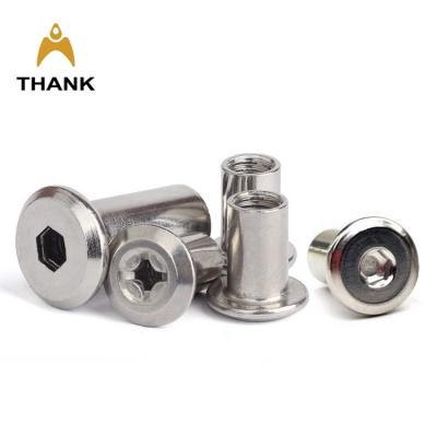 China Heavy Industry 304 Stainless Steel Hex Socket Furniture Socket Connector M3 M4 M6 M8 M10 Flat Head Furniture Splint Nut for sale