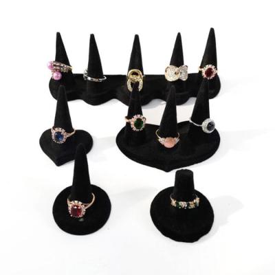 China Jewelry Ring Stand Ring Finger Jewelry Display Holder Velvet Ring Stand Display Wholesale Black for sale