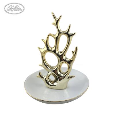 China Home Decoration& Ceramic Storage Trays Jewelry Ring Dish Decorative Ring Holder Display Tray for sale