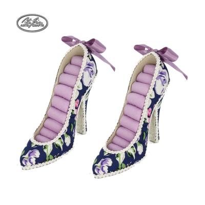 China Wholesale Artificial Pink Flower High Heel Shoe Shaped Ring Display Racks for sale