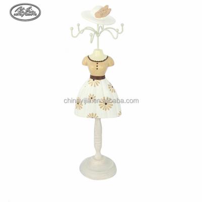 China Europe Art Wooden Mannequin Jewelry Display Holder Hanger Necklaces And Earrings Useful Counter Top Decorations for sale