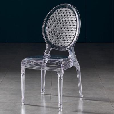 China Chinese Manufacturer Modern Round Hollow Back Plastic Acrylic Luxury Events Wedding Clear Hotel Chair for sale