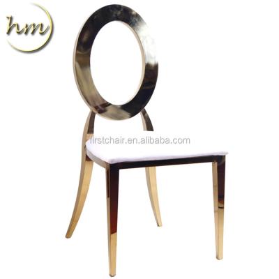 China Modern Gold Luxury Events Wedding Round Back Stainless Steel Chair for sale