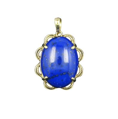 China CLASSIC Solid Blue 14K Yellow Gold Lazulite Pendant for sale