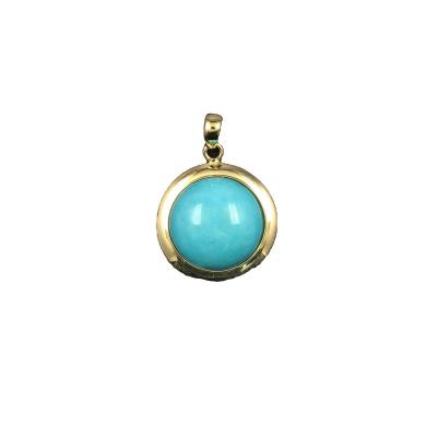 China Simple And Modern Party Women's Anniversary Jewelry 14k Pure Gold Turquoise Pendant CLASSIC for sale