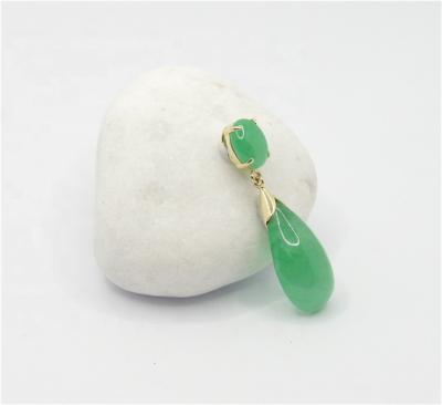 China CLASSIC Top Quality Green Jadeite 14k Solid Gold Pear Shape Pendant Jewelry for sale