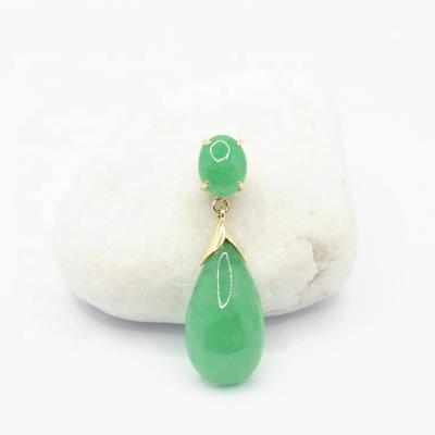 China CLASSIC Best Seller Promotional Price Green Jadeite 14k Solid Gold Pear Shape Pendant Jewelry for sale