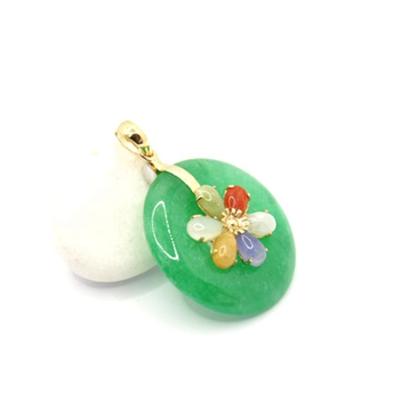 China Round Jewelry Supplier CLASSIC Top Pure Jadeite 14k Gold Green Daily Pendant for sale