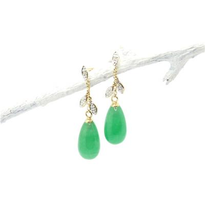 China 14k pure gold green green exquisite luxury high-end CLASSIC Diamond Earrings pendant for sale