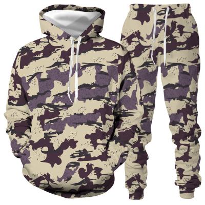 China QUICK DRY custom camouflage digital printing unisex men camouflage hoodie sweatpants two piece panties set for unisex for sale