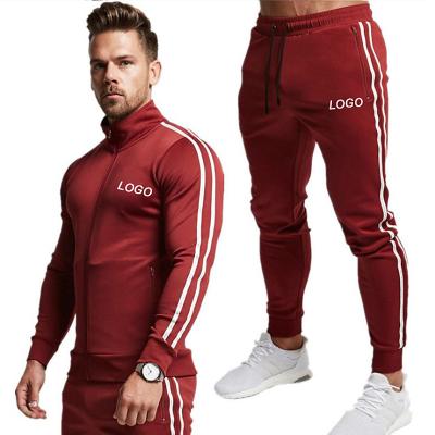 China Wholesale Custom Breathable Zipper Up Fitness Sports Training Wear Men's Skinny Tracksuit Sets Two Piece Sweatsuit for sale