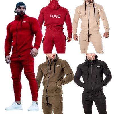 China 2021 Winter Brand Custom Logo Breathable 2 Pieces Hoodie Sets Sport Jogging Slim Men's Fitness Suits Tracksuit for sale