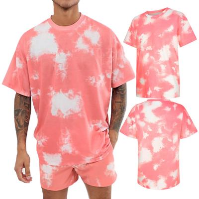 China Breathable Wholesale Custom Tie Dye Printing Unisex Tie Dye Sport Mens Short Sweatshirt Set For Men for sale