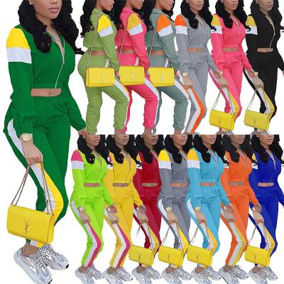 China Breathable Casual Zipper Sweatsuit Women Top Jacket and Elastic Waistband Pant Women 2 Piece Anorak Tracksuit Sets for sale