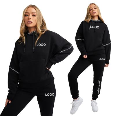 China New Fall Designer Breathable Custom Logo Brand Black Outfits Fitness Lounge Set Women Sweat Suits for sale