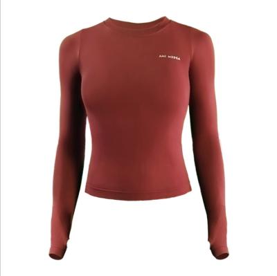 China Women's Breathable Workout Clothes Long Sleeve Sports Tops Run Tight Quick-Drying T-Shirts Net Red Yoga Clothes for sale