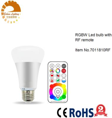 China Indoor Lighting AC85~265V 10W RGBW Led Bulb With RF Exterior, Size: 70*118mm, E27 LED LAMP for sale