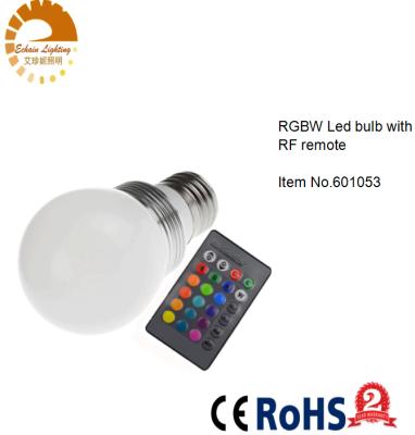 China Indoor Lighting AC85~265V E27 3W RGB Led Bulb With IR Remote, Size:60*105mm, E27 LED LAMP for sale