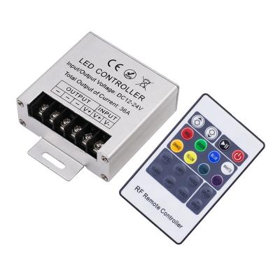 China Aluminum+PC DC12-24V High Power 30A 36A RGB Led Controller With 20-KEY RF Remote For RGB Led Flexible Strip for sale