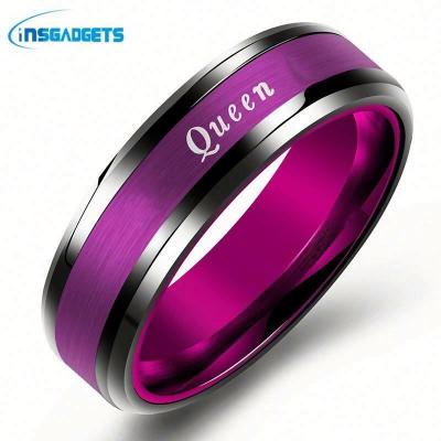 China Corrosion resistance and high temperature resistance trend new product AAj2 king and queen engagement and wedding ring for sale