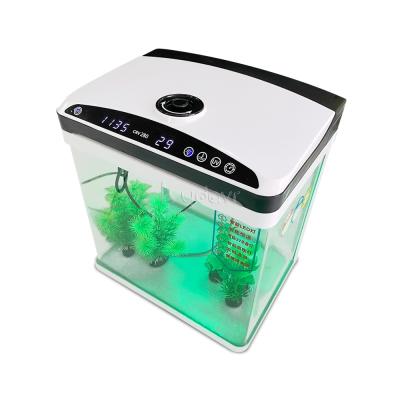 China Newest Home Model 13L Float Aquarium Glass Tabletop Curved Glass Fish Tank With Temperature Display for sale