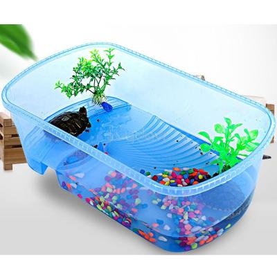 China Open Box Cage Plastic Pet House Wholesale XS/S/M/L Size Tortoise Fish Tank With Deck for sale