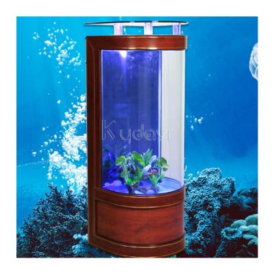 China Fish Lover All Side View Cylindrical Jellyfish Glass Water Tank Half Round Tube Sphere Aquarium For Hotel for sale