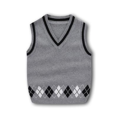 China School Uniform Manufacturers 2022 New School Uniform Sleeveless Vest Knitted Sweater Geometric Pattern School Uniform Spring Casual Sweater for sale