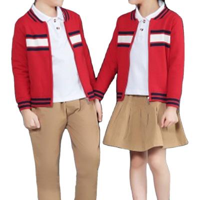 China Anti-Wrinkle OEM British Preppy Style School Uniform Sweater Stripe Cotton Cardigan Unisex 100% Knitwear For Students for sale