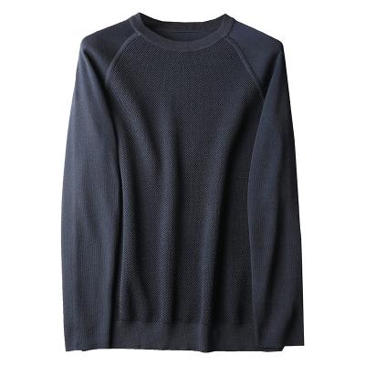 China Anti-wrinkle custom men's spring and autumn knit sweater pure color plus size simple round neck knitting long sleeve trend sweater for sale