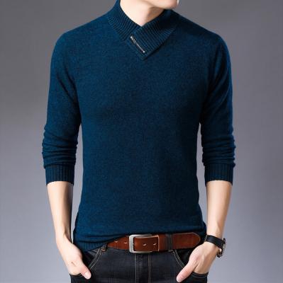 China 2021 Comfortable high quality anti-pilling turtle neck branded sweaters stylish wool sweater men formfitting pullover with zipper for sale