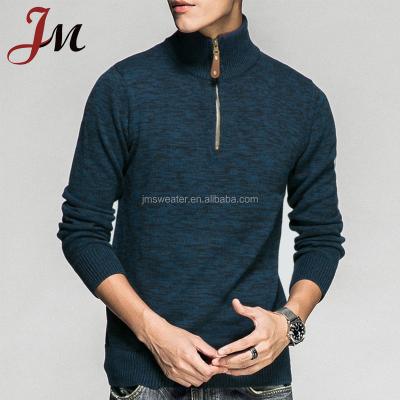 China OEM 7GG Fashion Turtle Neck Plain Pullover Vintage White Quarter Zipper Pattern Mens Sweater Winter Men Knitting Sweater Anti-wrinkle for sale