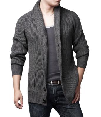 China Anti-wrinkle shawl collar raglan sleeve heavy sleeve cardigan knit sweater black knitting cardigan sweater shawl neck knit men's winter coat for sale