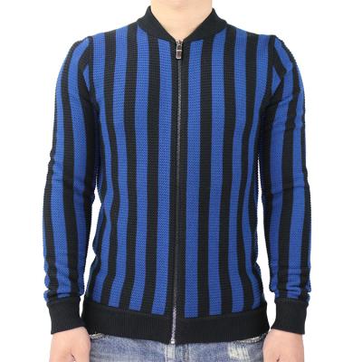 China OEM Anti-pilling Men's Winter Sweater Shawl Wool-Acrylic Neck Striped Wool Jacket Full Zipper Long Sleeve Knit Coated Cardigan Casual Men for sale